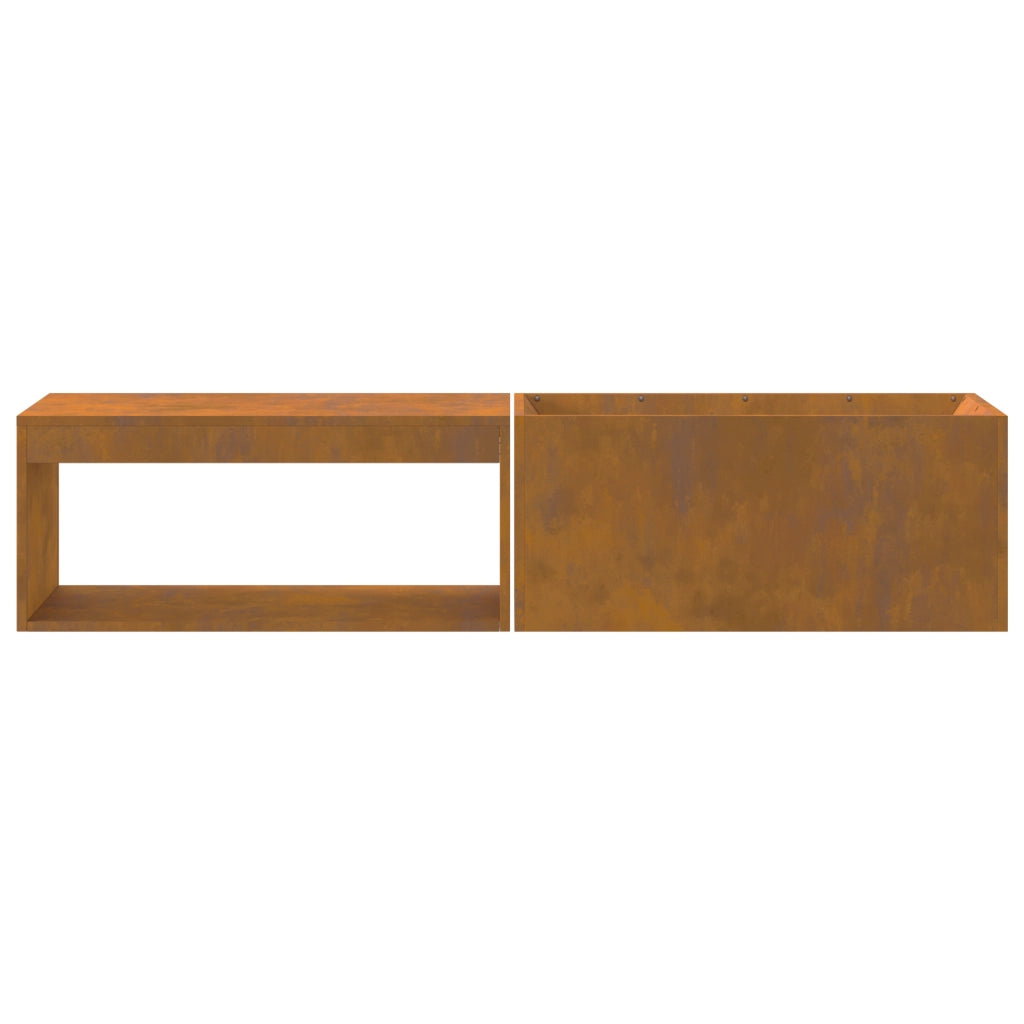 Focolare con Stoccaggio per Legna 160x45x35 cm Acciaio Invecchiato