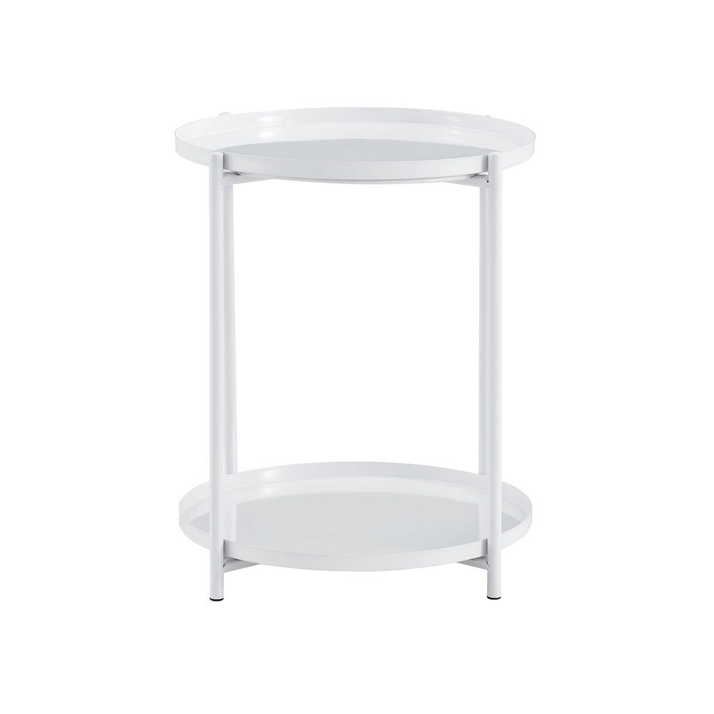 Tavolino Rotondo 2 Livelli ¨C MINIMAL ¨C Metallo Nero/Bianco 42x52 cm