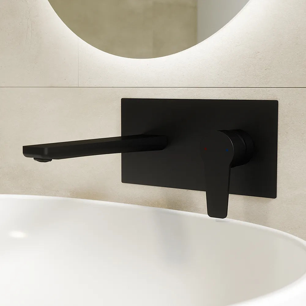 Set miscelatori: lavabo ad incasso bidet senza scarico e incasso doccia c/deviatore nero opaco | Jane