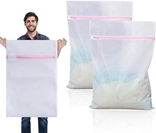 Due grandi sacchi di lavaggio 60 x 90 cm, XXL per lavatrice, adatti per tende, giacche, tappeti e asciugamani da bagno