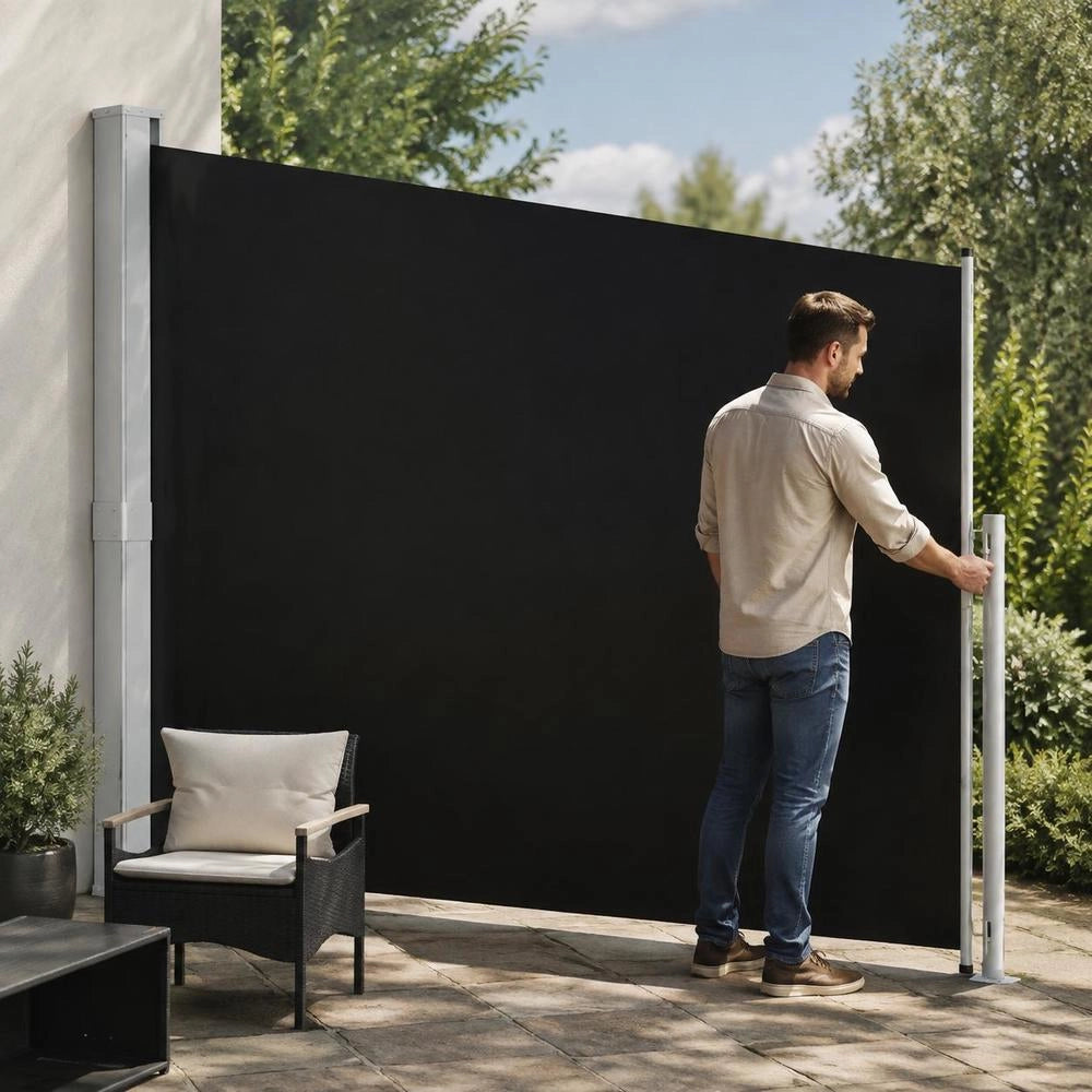Extendable Side Awning 220x300 Cm Black