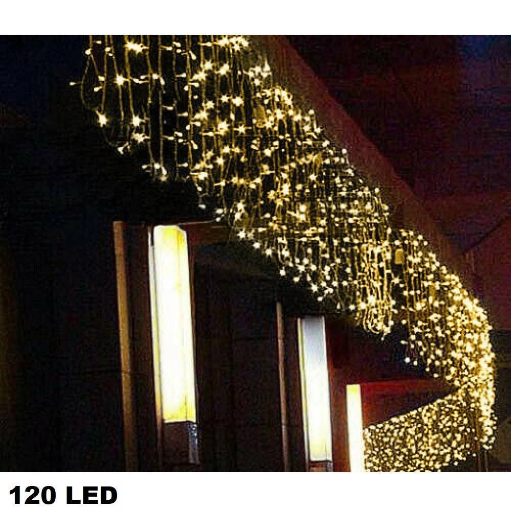 Trade Shop - Tenda Luminosa Di Natale Led Esterno Luci 120 Led 3 Mt X 0,75 Cm Bianco Caldo -