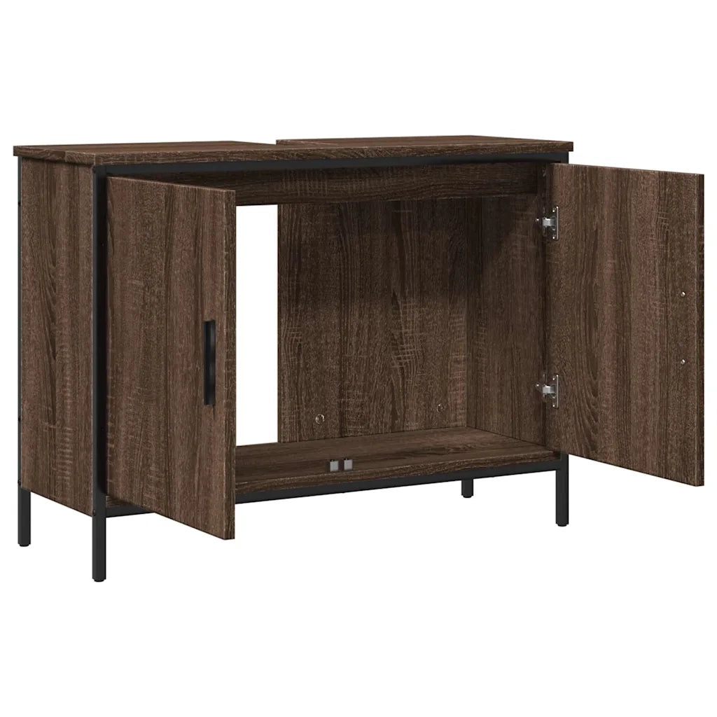 Mobile Lavabo Bagno-Armadietto da bagno Rovere Marrone 80x30x60cm Legno Multistrato 690149