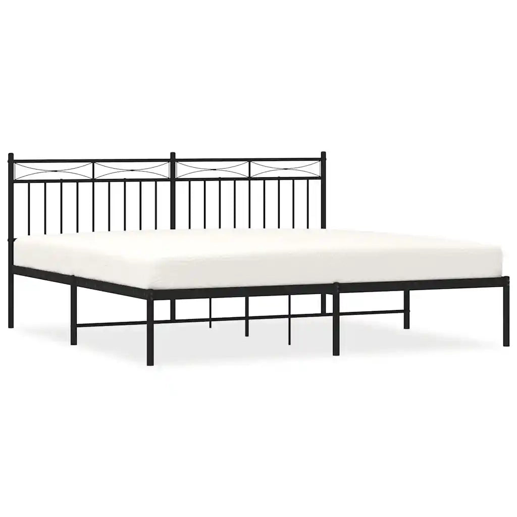 Giroletto con Testiera in Metallo Nero 183x213 cm 373696
