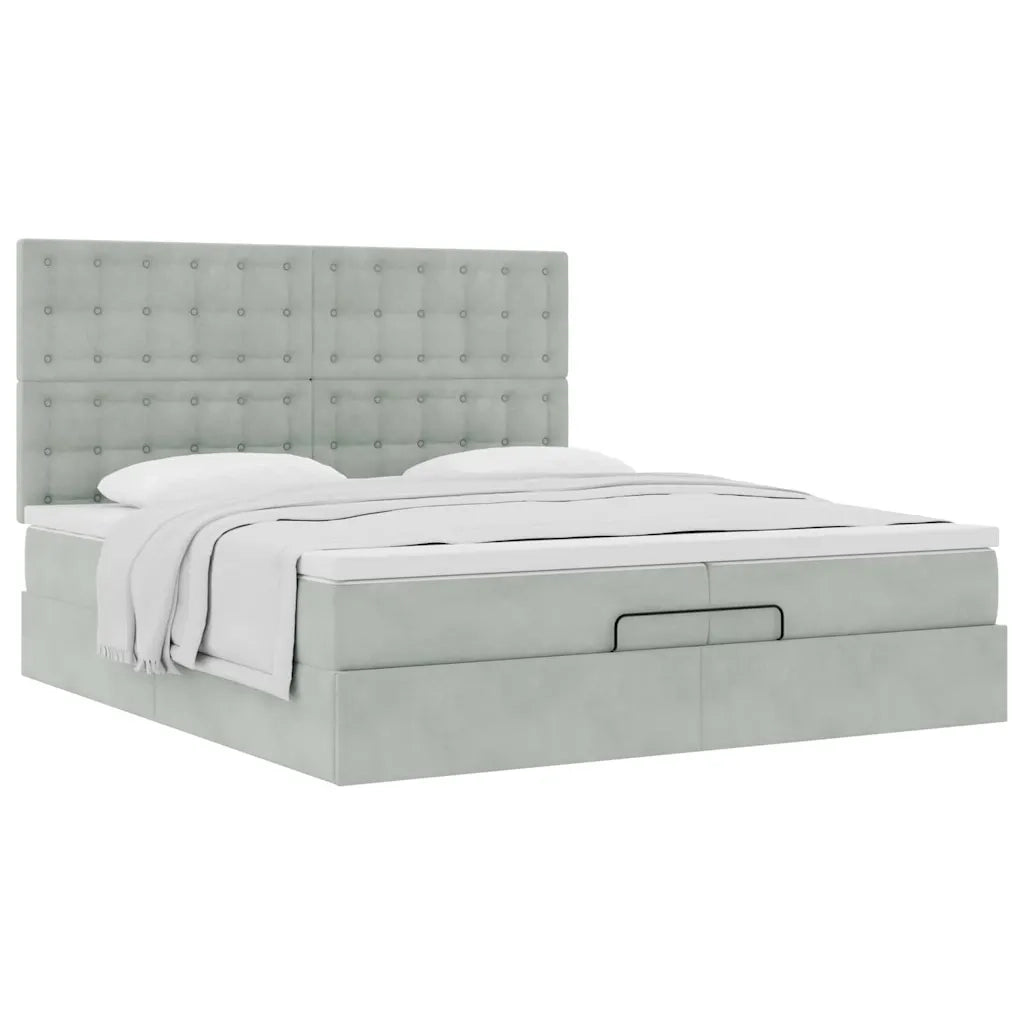 Struttura Letto Pouf con Materassi 200x200 cm Velluto 3313637