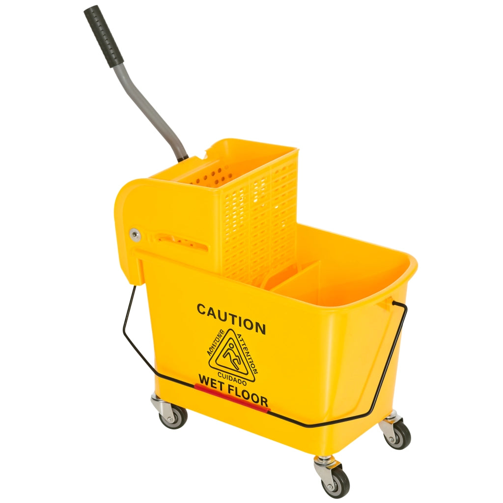 Carrello per pulizia con secchio 20L, strizzatore e separatore acqua ¨C zephmum ¨C giallo 60x27x70.5 cm