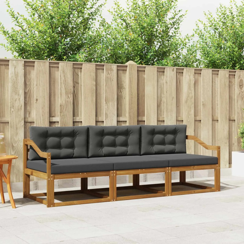 Set di divani da esterno con cuscino 3 pcs Naturale e Antracite