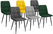 Set di 6 sedie MILA in velluto misto verde x2, grigio scuro x2, grigio chiaro, giallo