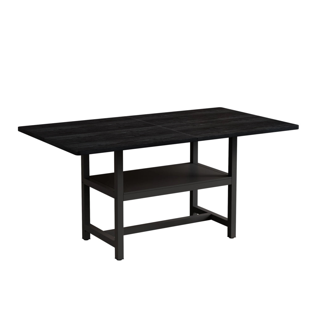 Tavolo da pranzo 160x90x76 cm con ripiano integrato in MDF e metallo nero