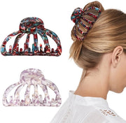 Set di clip per capelli 2 pezzi - Clip per capelli grandi - Clip per capelli antiscivolo - Tessuto di tartaruga - Materiale acetato duraturo - Presa comoda per capelli - Clip per capelli con lama