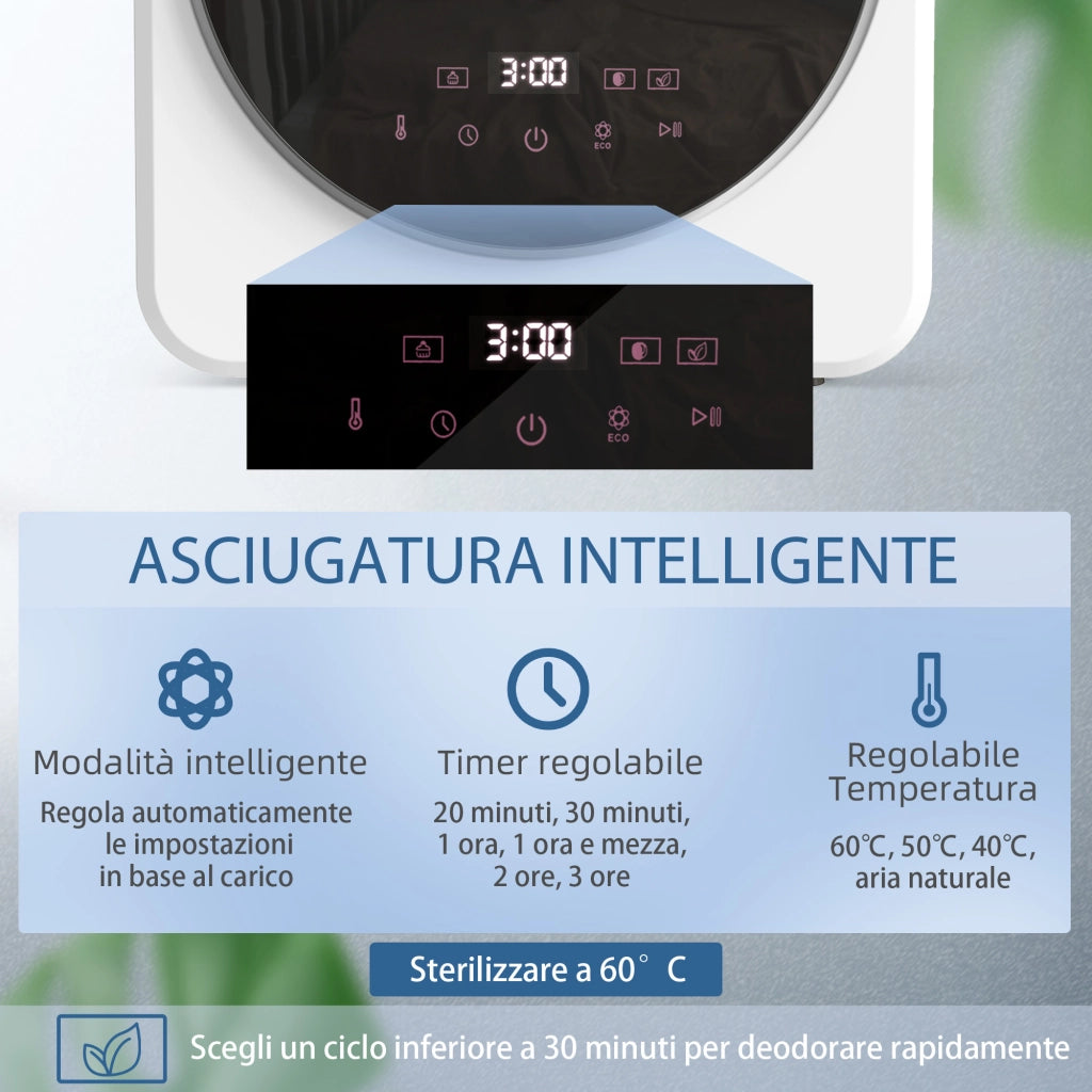 Asciugatrice Portatile 4 kg ¨C zephmum ¨C Bianco, 800W, Display LED, Timer, Carica Frontale
