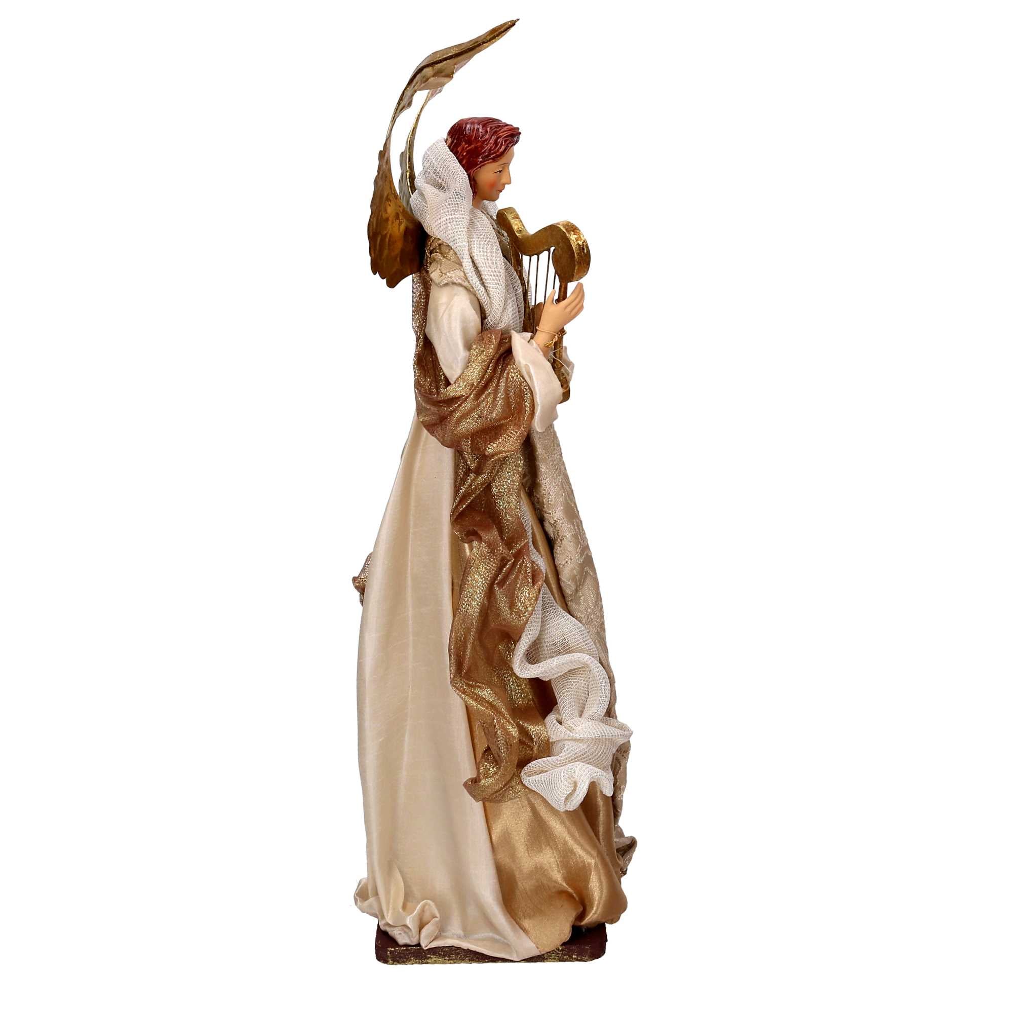 Angelo tessuto beige e oro con arpa cm xh35,5