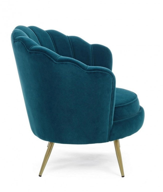 Poltrona Giliola in Tessuto effetto Velluto Blu