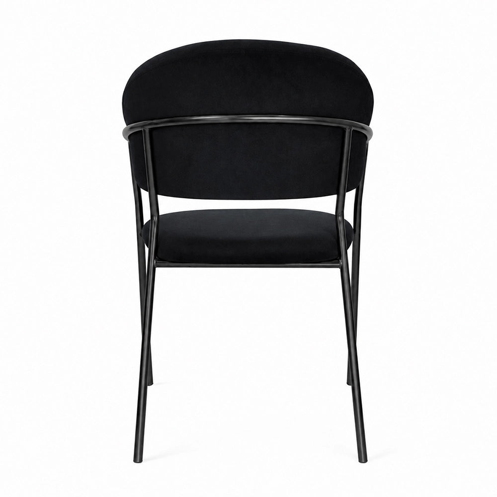 Sedie da sala da pranzo set da 2 Aurelia in velluto nero con gambe nere