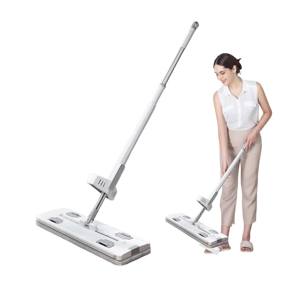 Trade Shop - Mocio Piatto Girevole A 360° Per Pulizia Lava Pavimenti Strizzatore Manico Regolabile -