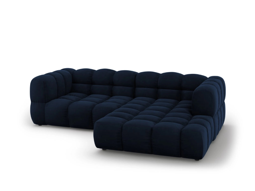 Cosmopolitan Design - Divano angolare modulare destro "Sky" 3 posti in velluto blu reale 