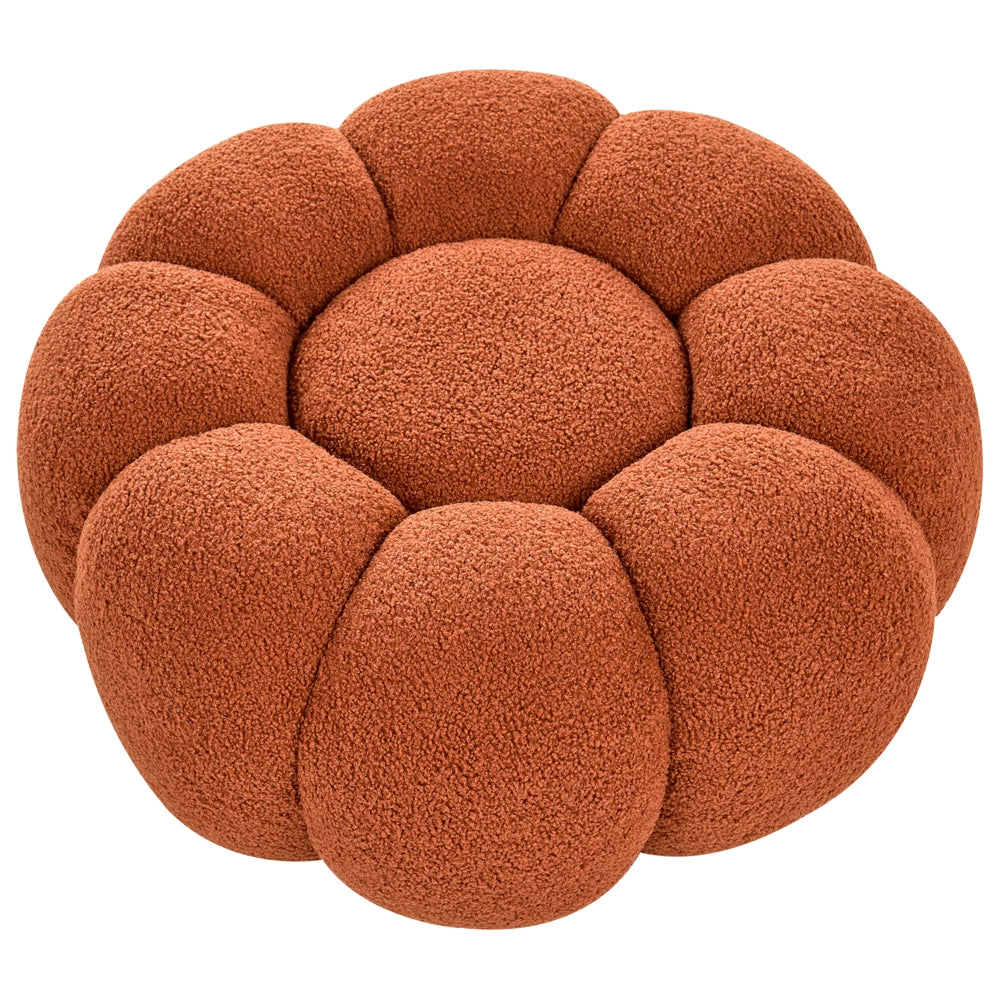Pouf poggiapiedi moderno rotondo grande in tessuto boucle Marrone Soggiorno moderno Camera da letto