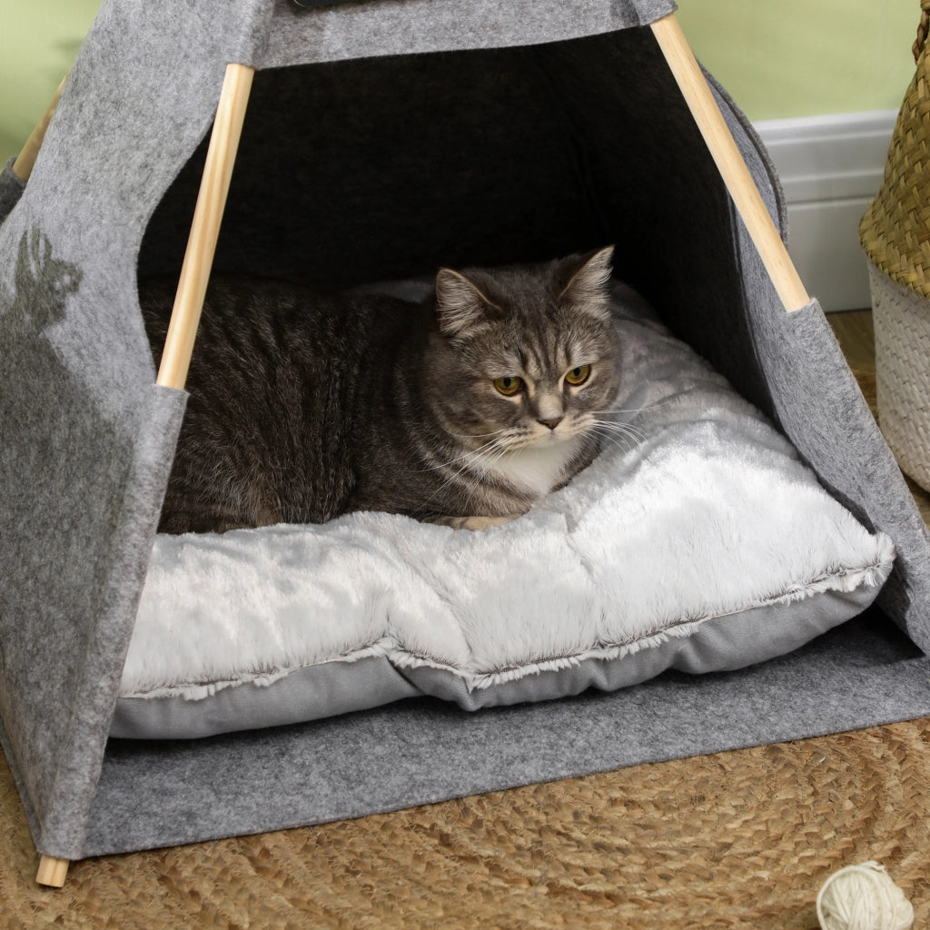 Casetta per Gatti e Cani con Cuscino Morbido ¨C zephmum ¨C Grigio 58x58x80 cm