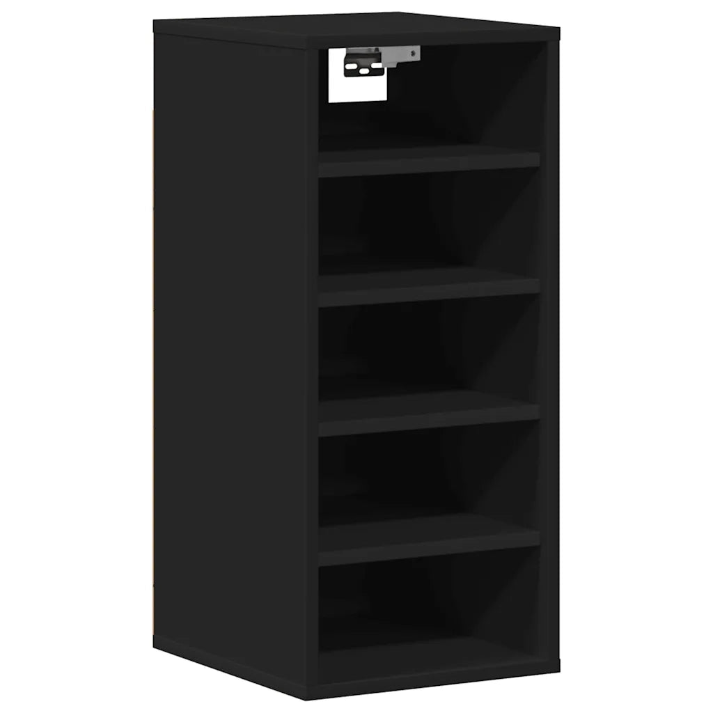 Scarpiera moderna nera montabile a parete o a pavimento 31,5 x 35 x 70 cm in truciolato nero 02_0047963