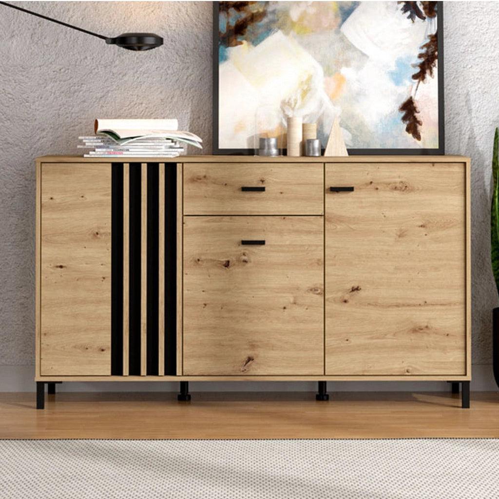 Madia Guanzate, Credenza un Cassetto, 157x40x90h cm Marrone Rovere Nodi