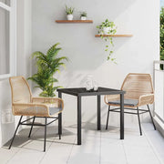 Set da Pranzo per Giardino con cuscino 3 pcs Marrone polyrattan