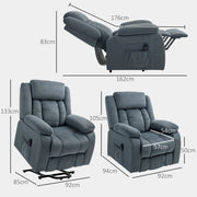 POLTRONA ALZAPERSONA ELETTRICA 92x94x105 cm Grigio in Acciaio e Velluto