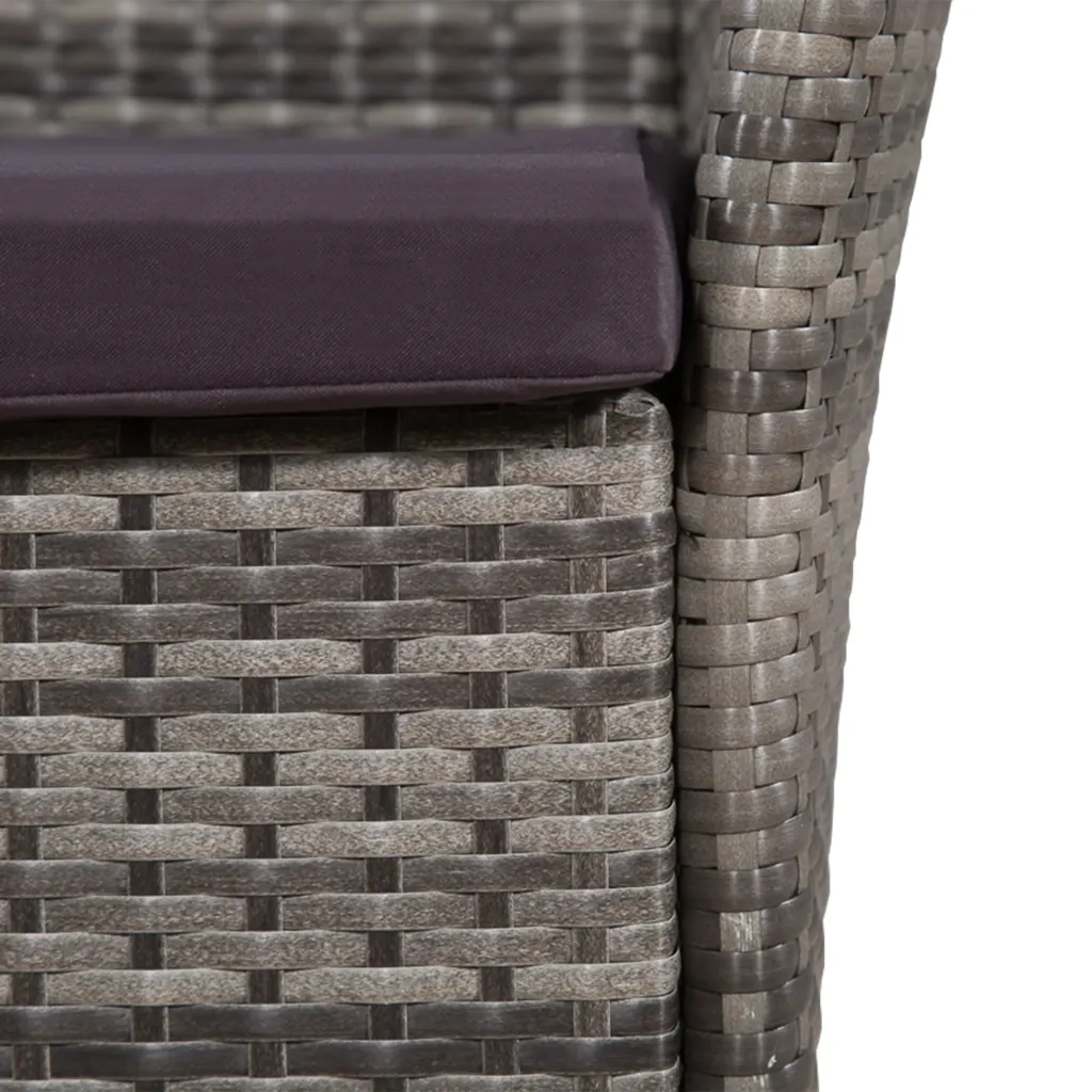 Set da Pranzo da Giardino 5 pz con Cuscini in Polyrattan Grigio 44072