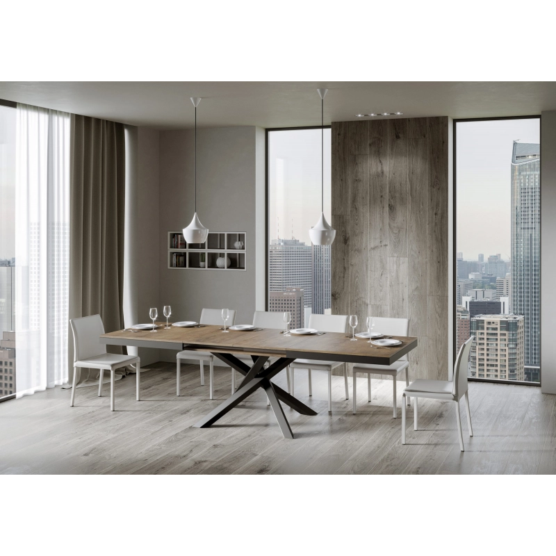 Tavolo allungabile 90x160/264 cm Volantis Evolution telaio Antracite - Noce
