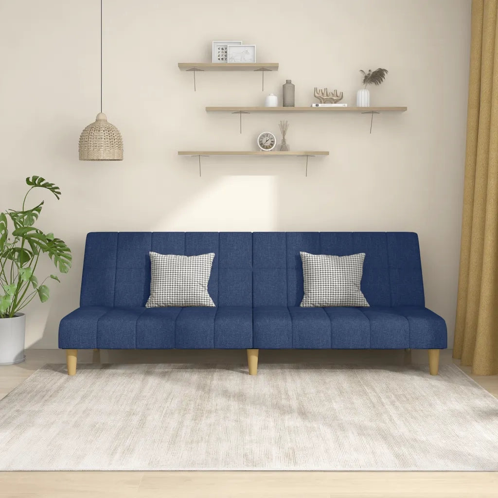 Divano Letto a 2 Posti Blu in Tessuto