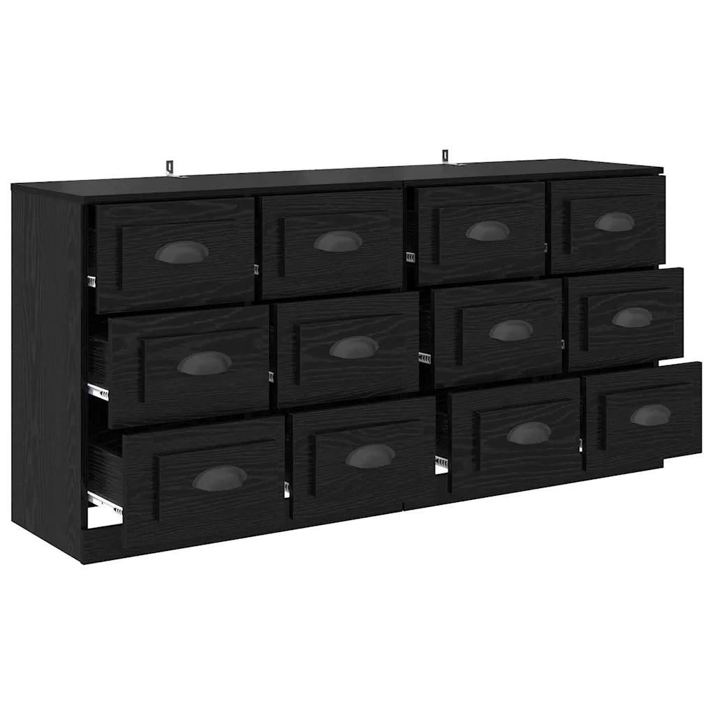 Credenza | Sideboards con cassetto 2 pcs Rovere Nero 70 x 35,5 x 67,5 cm