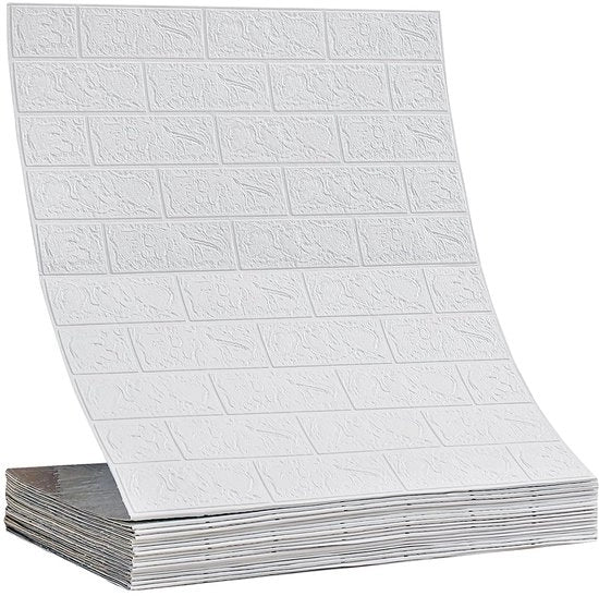 Veloce Isolante Vochetofore Vano, 70cm x 1000cm, Isolante a Sfoglio Autoadesivo, Imitazione Pietra, Veloce Isolante per Parete, 3D Pannelli Autoadesivi per Soggiorno, Camera da Letto e Bagno (Bianco)