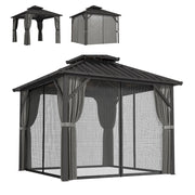 Gazebo 3x3m ¨C zephmum ¨C tetto rigido alluminio acciaio grigio scuro