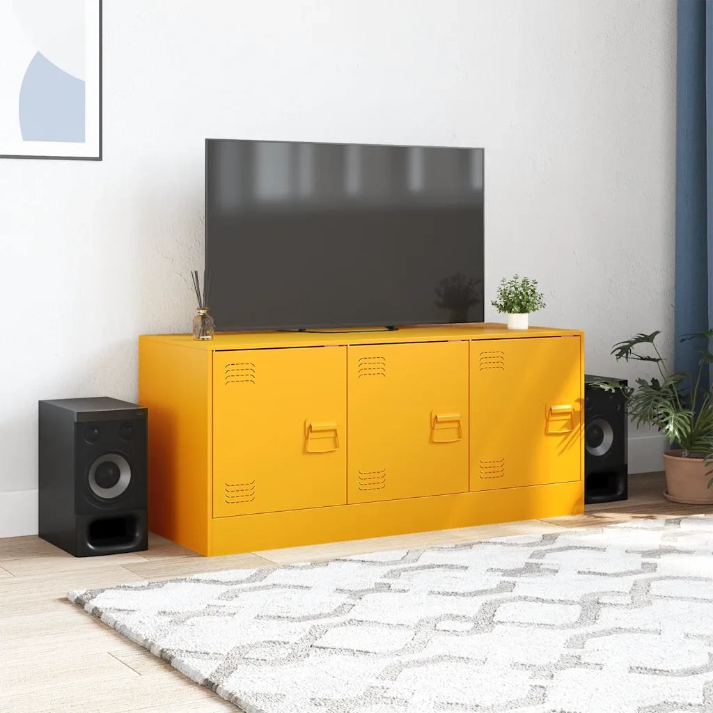 Mobile TV | Armadietto TV | Mobile Porta TV Giallo Senape 99x39x44 cm in Acciaio