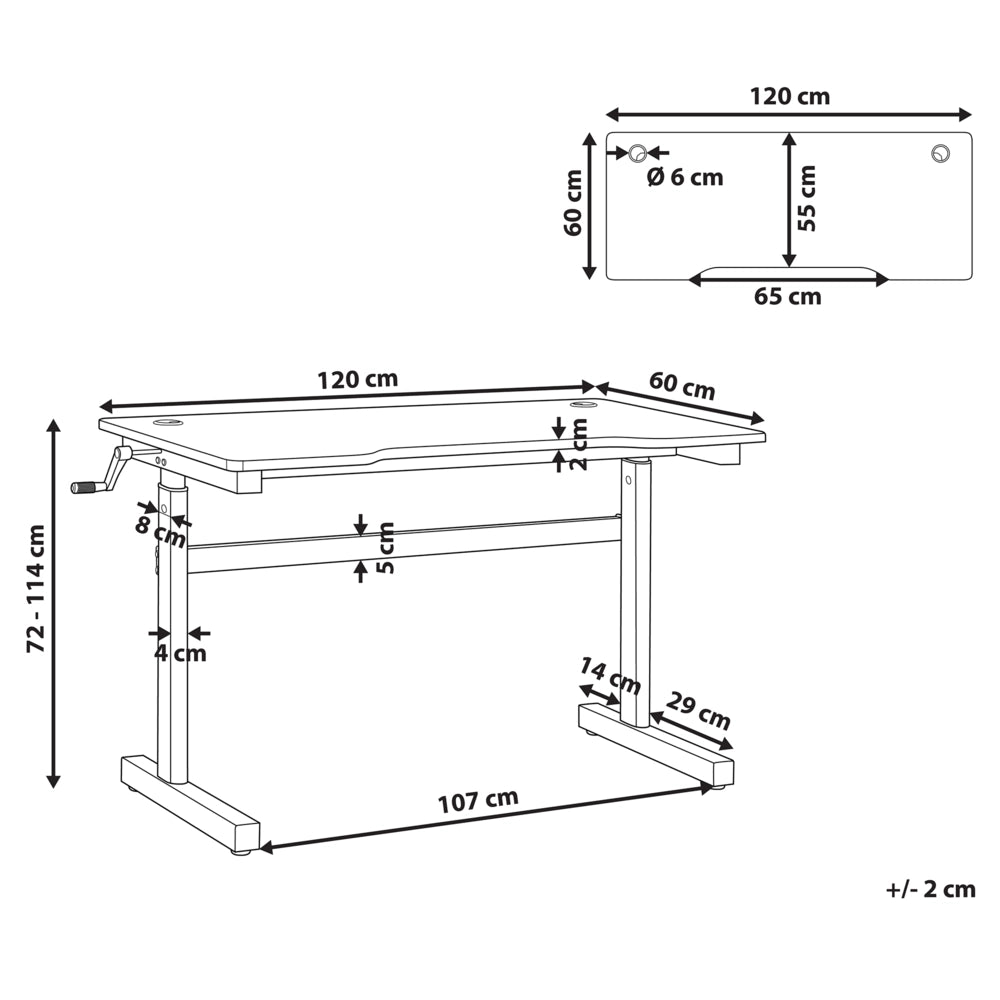 Scrivania da gioco regolabile Gambe in metallo MDF Nero Rettangolare 120 x 60 cm con luci RGB Mobili per ufficio a casa di design moderno