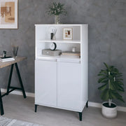 Credenza-Buffet-Armadio da cucina Bianco Lucido 60x36x110 cm in Legno Multistrato