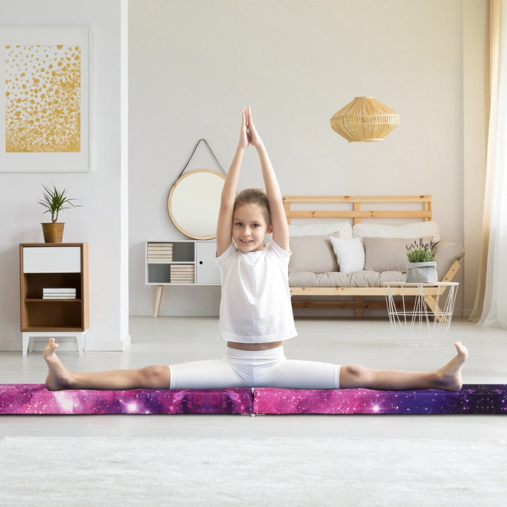 Trave da equilibrio pieghevole in schiuma per bambini adolescenti, Trave ginnastica a pavimento con maniglia Stella Magica-Tappetini ginnastica e yoga