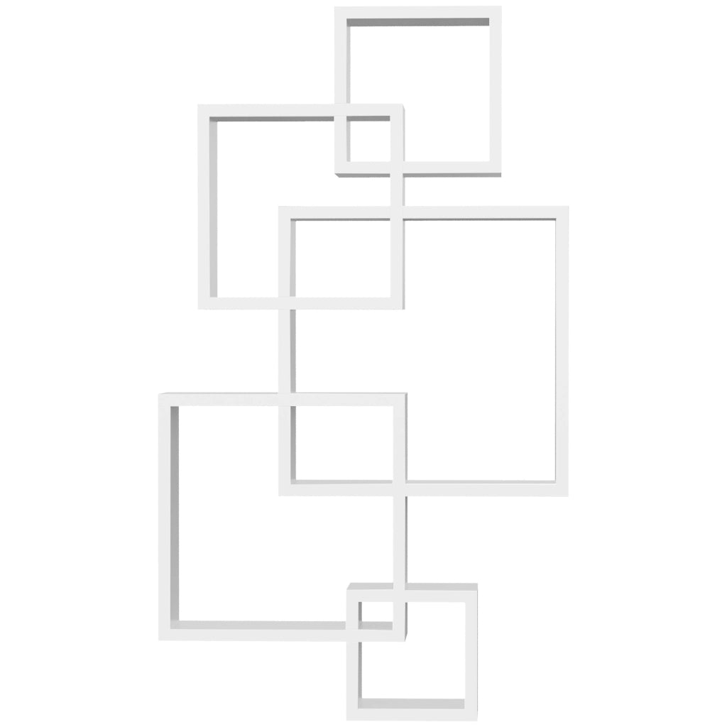 Mensola da parete moderna in legno di abete, bianca, 49,5 x 10,2 x 86 cm, 9 scomparti
