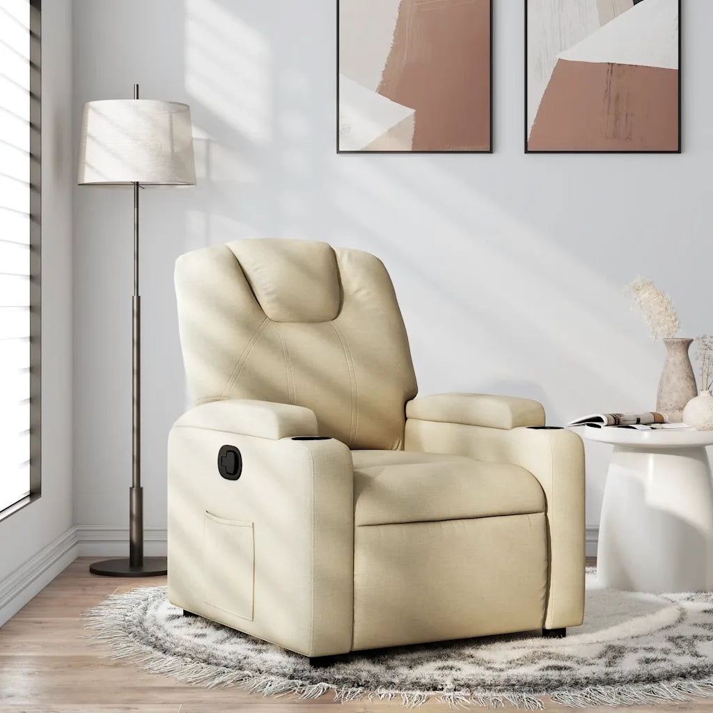 Poltrona reclinabile in tessuto color crema
