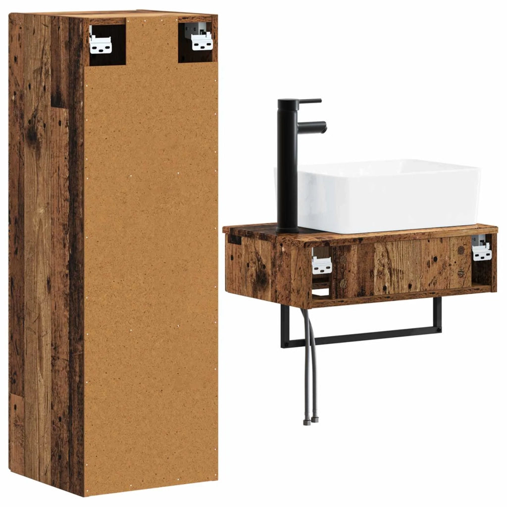 Set di mobili per il bagno 2 pz Legno antico 33 x 34,5 x 100 cm 3406111