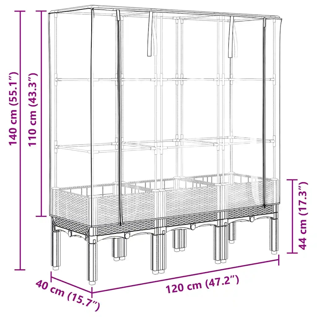vidaXL Letto Rialzato con Copertura Serra Effetto Rattan 120x40x140 cm