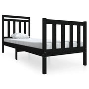 Letto singolo | Letto per adulti | Giroletto Nero 75x190 cm Small Single in Legno Massello