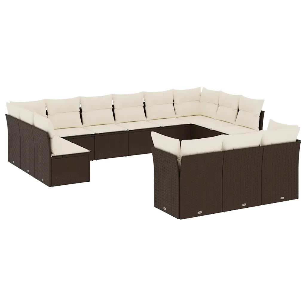Set Divani da Giardino 13 pz con Cuscini Marrone in Polyrattan 3218453