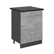 Vicco Mobiletto base per cucina Calcestruzzo 60 cm con cassetti, PL Antracite
