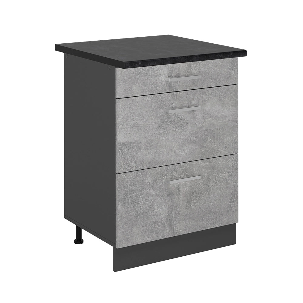 Vicco Mobiletto base per cucina Calcestruzzo 60 cm con cassetti, PL Antracite