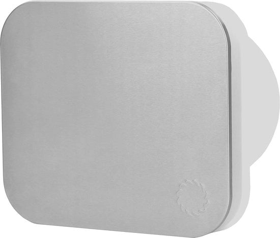 Ventilatore di Aspirazione per Bagno e Cucina, Sistema di Ventilazione con Frontale in Acciaio Inox, Diametro 100mm, Livello di Rumore Basso