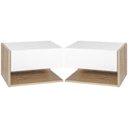 Tavolini da notte ¨C zephmum ¨C 2 pezzi, effetto rovere bianco, con cassetto e ripiano