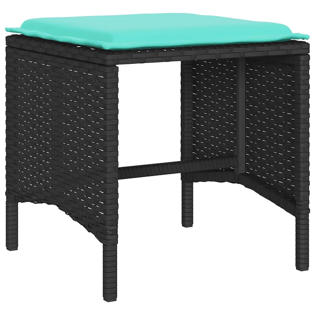Set Divani da Giardino 4 pz con Cuscini Nero in Polyrattan