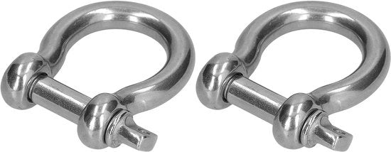 Anello di ancoraggio a D con vite - 2 pezzi - Acciaio inossidabile - Portata massima di 800 kg - Facile da fissare