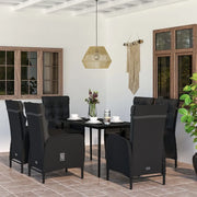 Set da Pranzo da Giardino 7 pz con Cuscini Nero cod mxl 44613