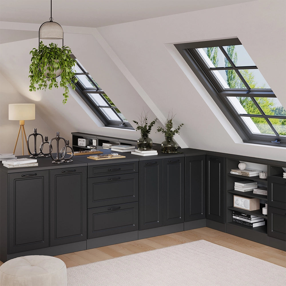 Mobile per mansarda Rion Antracite rustico/Antracite 60 x 83.8 cm senza inclinazione con 3 cassetti Vicco